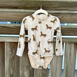 Liewood Long Sleeve Swimsuit Girls Cheetah Print - Size 2Y